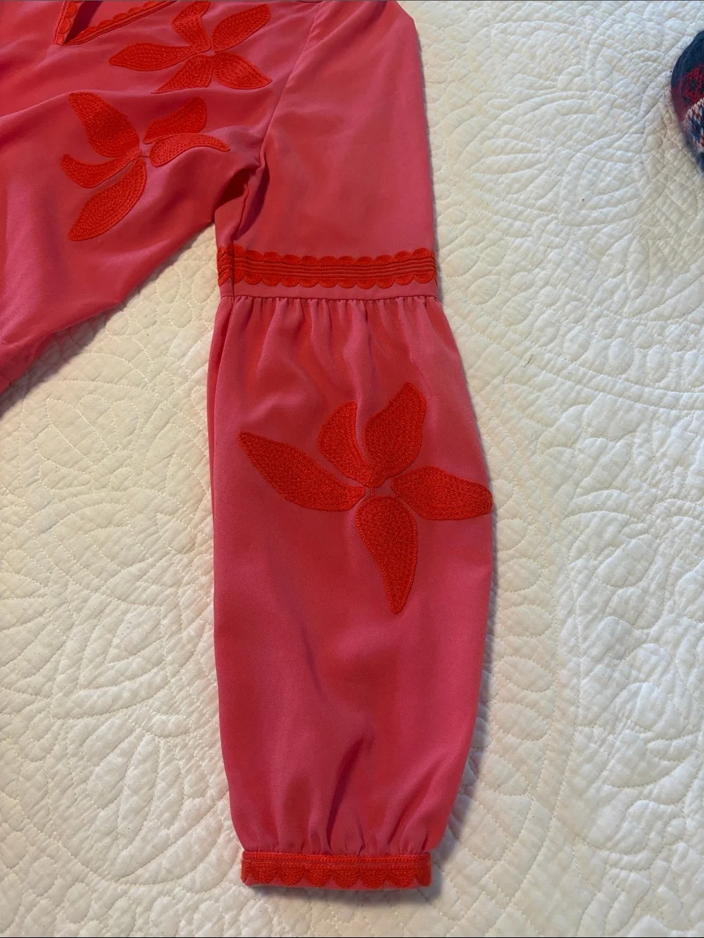 Tory Burch Pink Dress with Red/orange Floral Embroidery size 4